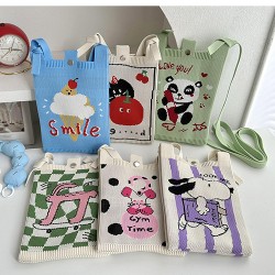  Niche design cute cartoon mini knitted mobile phone bag